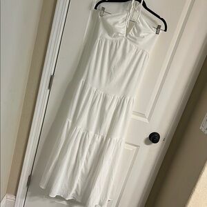 White Halter Maxi Dress